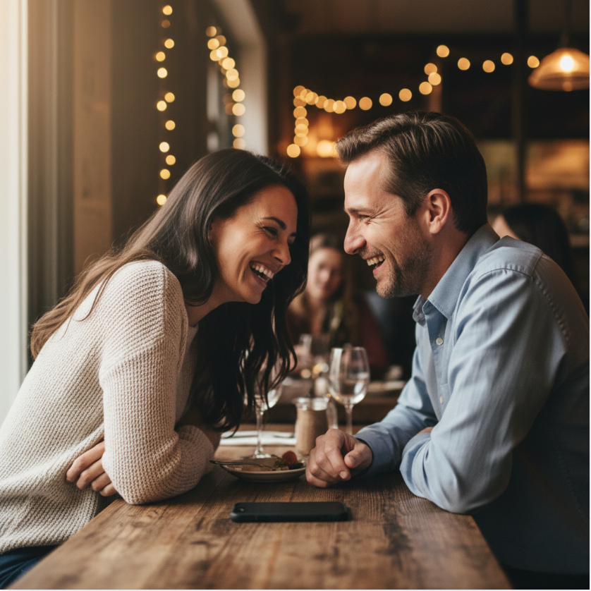 Couple enjoying a date night at a restaurant
